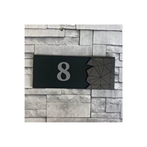 Modern Yazılı Dekoratif Aynalı Füme Kapı Numarası - 8