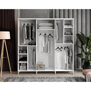 Guneystore Milano 6 Kapaklı Komple Mdf Beyaz Gardırp