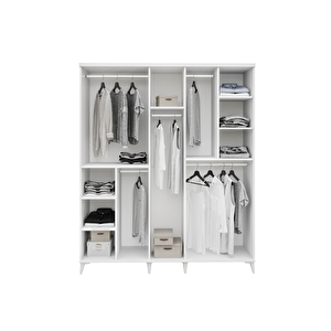 Guneystore Milano 5 Kapaklı Komple Mdf Beyaz Gardırop