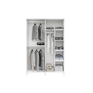 Guneystore Milano 4 Kapaklı Komple Mdf Beyaz Gardırop