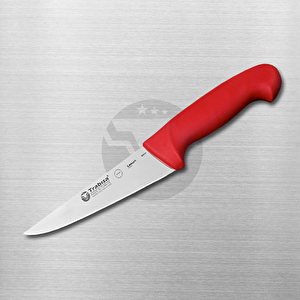 53111 Yüksek Kalite Paslanmaz Çelik Keskin Kemik Sıyırma Kasap Bıçağı Kırmızı Saplı 15.5 Cm