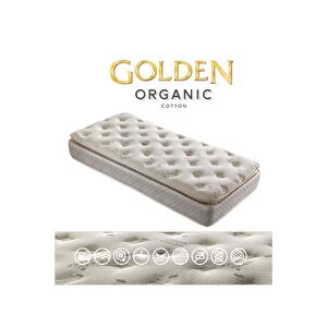 Golden 80x130 Ortopedik Yaylı Yatak Kuş Tüyü Pedli 80*130 Organic Cotton Bebek Yatağı