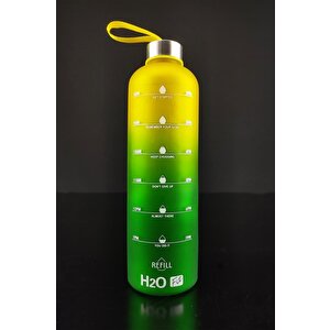 Digithome H2o Çift Renkli Motivasyon Cam Matara Su Şişesi 1000 Cc Sarı - H2o87184 - Hyt C1-1-18