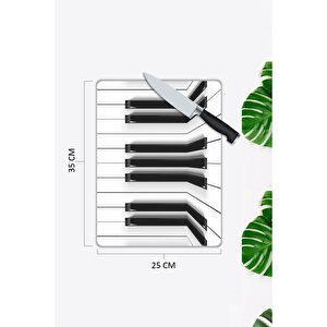 Piyano Tuşları | Cam Kesme Tahtası | 25 Cm X 35 Cm