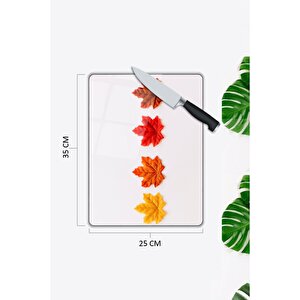Renkli Yapraklar | Cam Kesme Tahtası | 25 Cm X 35 Cm