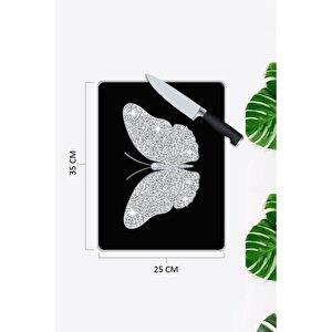 Kelebek | Cam Kesme Tahtası | 25 Cm X 35 Cm