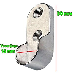 Askı Flanşı Oval Dolap Elbise Askı Aparatı Krom 30 Mm (2 Adet)