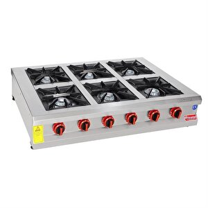 Doğalgazlı Set Üstü Sanayi Tip Altılı 6 Göz Ocak 150*120*25 Hmk-sog1510