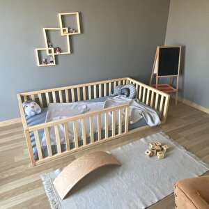 Montessori Doğal Ahşap Çocuk Yer Yatağı