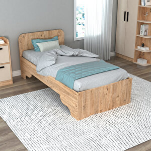 Luses 90x190 Cm Ölçülerinde Yatak Uyumlu Tek Kişilik Karyola Atlantik Çam Bej - Luses