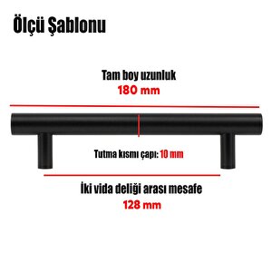 Rosemary Mobilya Mutfak Çekmece Dolap Dolabı Kulpu Kulbu (128 Mm-12.8 Cm) Mat Siyah Metal Kulpları