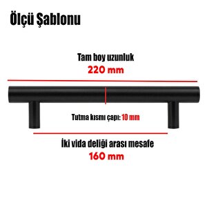 Rosemary Mobilya Mutfak Çekmece Dolap Kapak Kulpu Kulbu 160 Mm Mat Siyah Metal Kulp