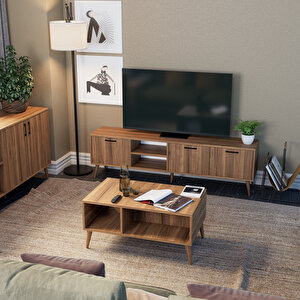 Set 1583-2072-1622 Exxen (Ahşap Ayakli) Tv Üni̇tesi̇ - Orta Sehpa - Konsol Seti̇ Ürgüp Rengi̇