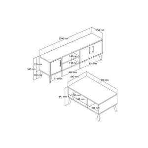 Set 1586-2076 Tv Ünitesi + Exxen Orta Sehpa - Sepet Rengi