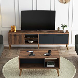 Set 1581-2070 Exxen 180 Cm Tv Ünitesi + Exxen Orta Sehpa - Hat-antrasit Rengi