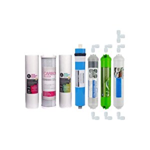 Su Arıtma Cihazı Filtresi 7'li Filtre Seti Paket Açık Kasa Quick Bağlantılı Inline