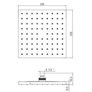 Eca Tiera Kare Duş Başlığı 25x25 Altın Renkli 102845068