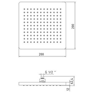 Eca Tiera Kare Duş Başlığı 20x20 102145029