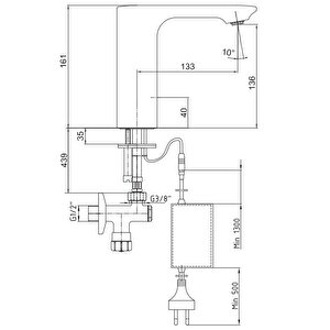 Eca Compact Fotoselli Lavabo Musluğu Elektrikli 108108043 Tek Su Girişli