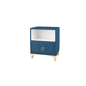 Singular Gold İki Çekmeceli Mavi Komodin- Kumaş Döşemeli Yatak Odası 2 'li Komodin Modelleri