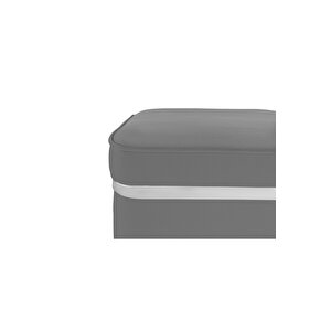 Zengo Silver Twin Line Kare Puf -siyah Kumaş, Dekoratif Makyaj Masası Pufu-modern Style