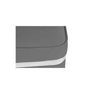 Zengo Silver Twin Line Kare Puf -siyah Kumaş, Dekoratif Makyaj Masası Pufu-modern Style
