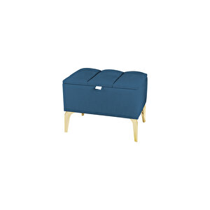 Vetra Mini Royal Mavi Kumaş Sandıklı Dekoratif Puf&bench-dilimli Model-gold Ayak-modern Puf