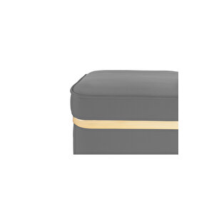 Zengo Gold Twin Line Kare Puf -siyah Kumaş, Dekoratif Makyaj Masası Pufu-modern Style