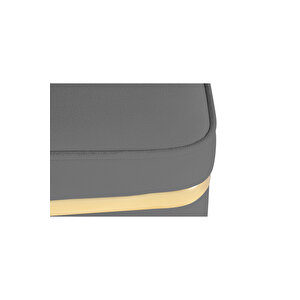 Zengo Gold Twin Line Kare Puf -siyah Kumaş, Dekoratif Makyaj Masası Pufu-modern Style
