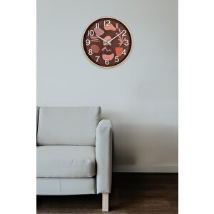 Simplex Sonbahar Desen Cam Detaylı Sessiz Mekanizmalı Duvar Saati 37,5 Cm