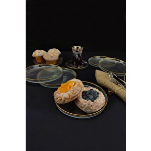 Rexy 6'lı Cam Pasta Tabağı 16 Cm Gold Rim - 16577