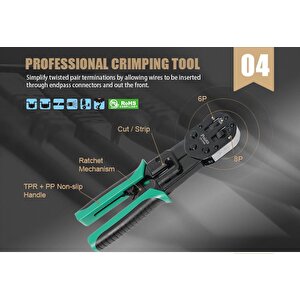Proskit Cp-376n Profesyonel Ez-rj45 Konnektör Sıkma Pensesi
