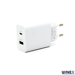 20w Type-c Pd + Usba Quick Charger 3.0 Ultra Hızlı Çift Çıkışlı Şarj Aleti Başlığı
