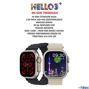 Schitec Hello 3 Watch Ultra Amoled Ekran Android İos Harmonyos Uyumlu Akıllı Saat Beyaz