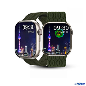 Schitec Watch Hk9 Pro Plus Amoled Ekran Android İos Harmonyos Uyumlu Akıllı Saat Yeşil