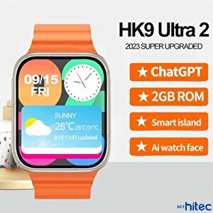 Schitec Watch Hk9 Ultra 2 Amoled Ekran Android İos Harmonyos Uyumlu Akıllı Saat Turuncu