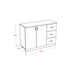 Sage Mutfak Dolabi Alt Modül 135cm Çekmeceli̇ Tezgah Dahi̇l