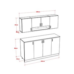 Aver Mutfak Dolabi Alt Üst Modül 180 Cm Tezgah Dahi̇l