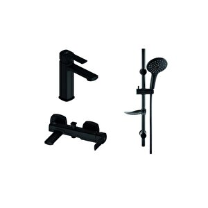 Pedra Siyah Banyo Lavabo Sürgülü Duş Seti Mlb160-s-mbb160-s-dst57-s