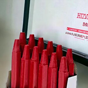 Silinebilir Yağlı Tozsuz Tebeşir Kalem Metal Plastik Cam Ahşap Yüzey İşaretleyici Kırmızı 12 Adet