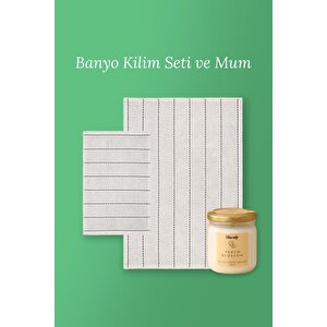 2'li Banyo Seti Basic Stripe Paspas Seti + Peach Blossom Banyo Mumu
