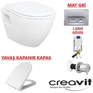 Creavit Gr5001-tp325 Gömme Rezervuar Seti 5 Li̇ Set Yavaş Kapak - Mat Buton