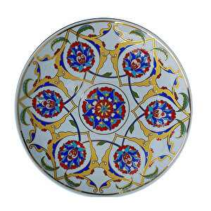 Prt 82 25 Cm Altın Yaldızlı Iznik Rumi Desenli Porselen Çini Tabak