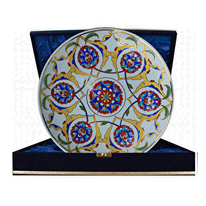 Prt 82 25 Cm Altın Yaldızlı Iznik Rumi Desenli Porselen Çini Tabak