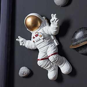 Astronot Duvar Süsü Altın Renk