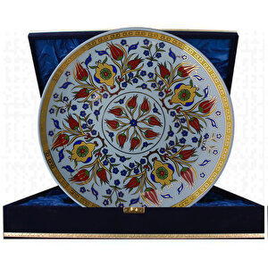 Prt 84 25 Cm Altın Yaldızlı Iznik Rumi Desenli Porselen Çini Tabak