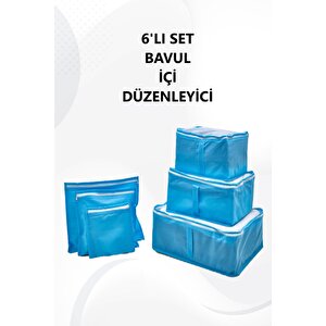 Mavi 6&#039; Lı Set Bavul Organizer Valiz Düzenleyici Bavul Içi Çantası Düzenleyici