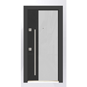 DecoDoor Cam Panel Seri 8003 Çelik Kapı Beyaz Cam-antrasit Cam