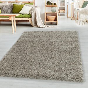 Tek Renk Desensiz Latte Yumuşak Post Peluş Shaggy Halı Salon Oturma Odası Yolluk Mutfak Halısı 60x110 cm