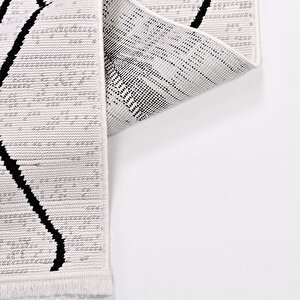 Liza Beyaz Siyah Geometrik Desen Halı - 18561 160x230 cm